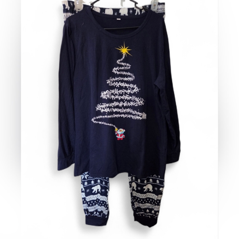 Christmas Tree Pajama Set - Navy